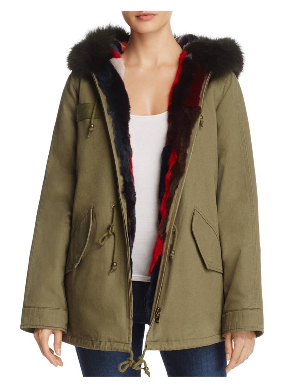 Aqua Multicolor Reversible Fur Coat
